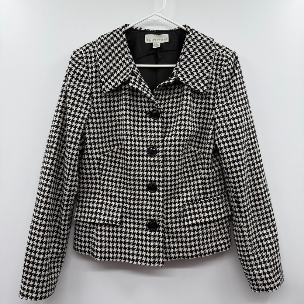 Women's Vintage Houndstooth Blazer Academia, Preppy, Country Club casual corner